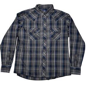 Vintage Wrangler XXL Men Pearl Snap Plaid Shirt Contrast Stitch Western